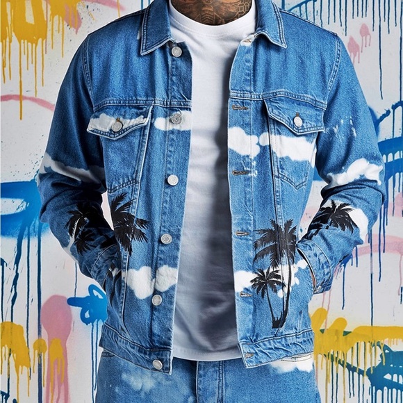 π΄ππ΄PALM TREE DYE DENIM JACKET & SHORTS - Picture 3 of 8